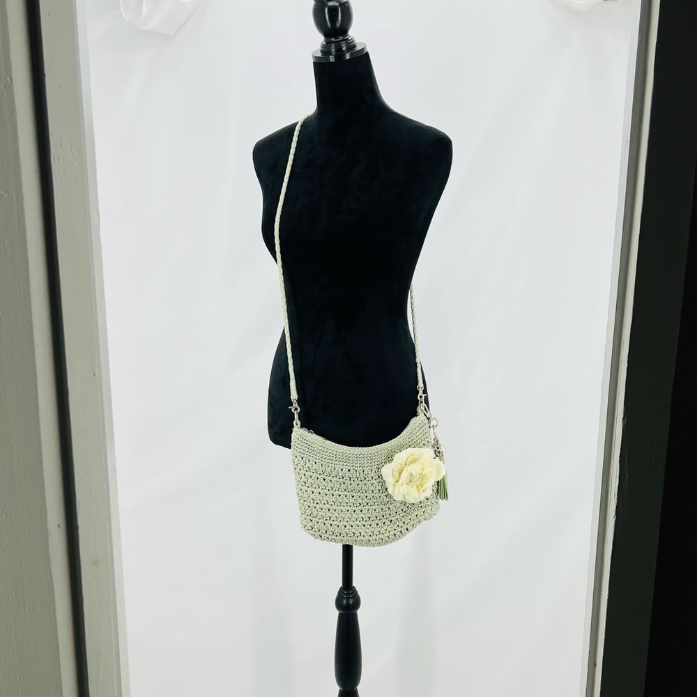 The Sak Creamy Green Crochet Crossbody Bag